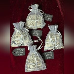 Four White Sage and Polished Gemstone Gift Bags
